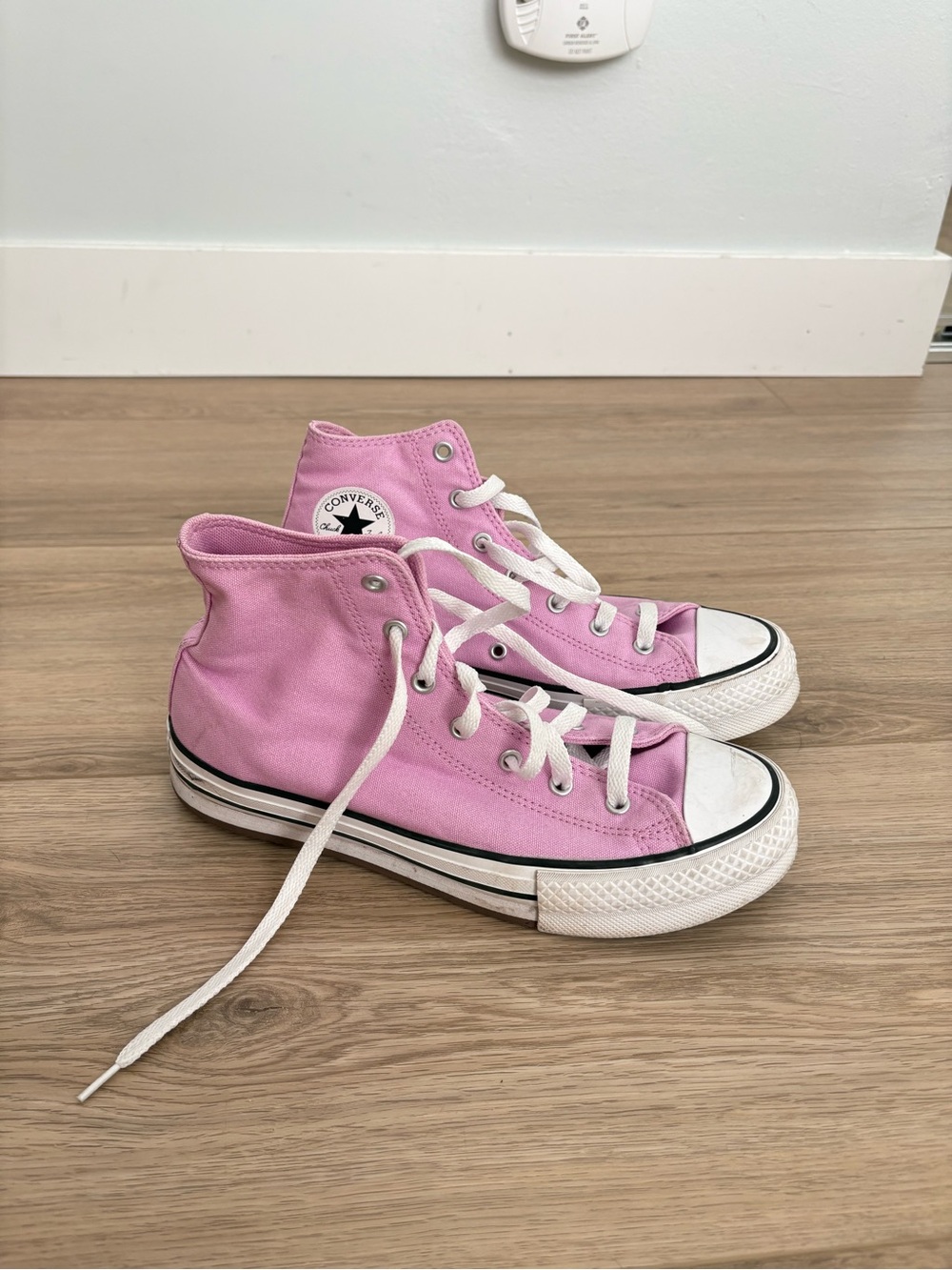 Converse High-Top Platform Sneakers in Bright Pink - Picture 3 of 5